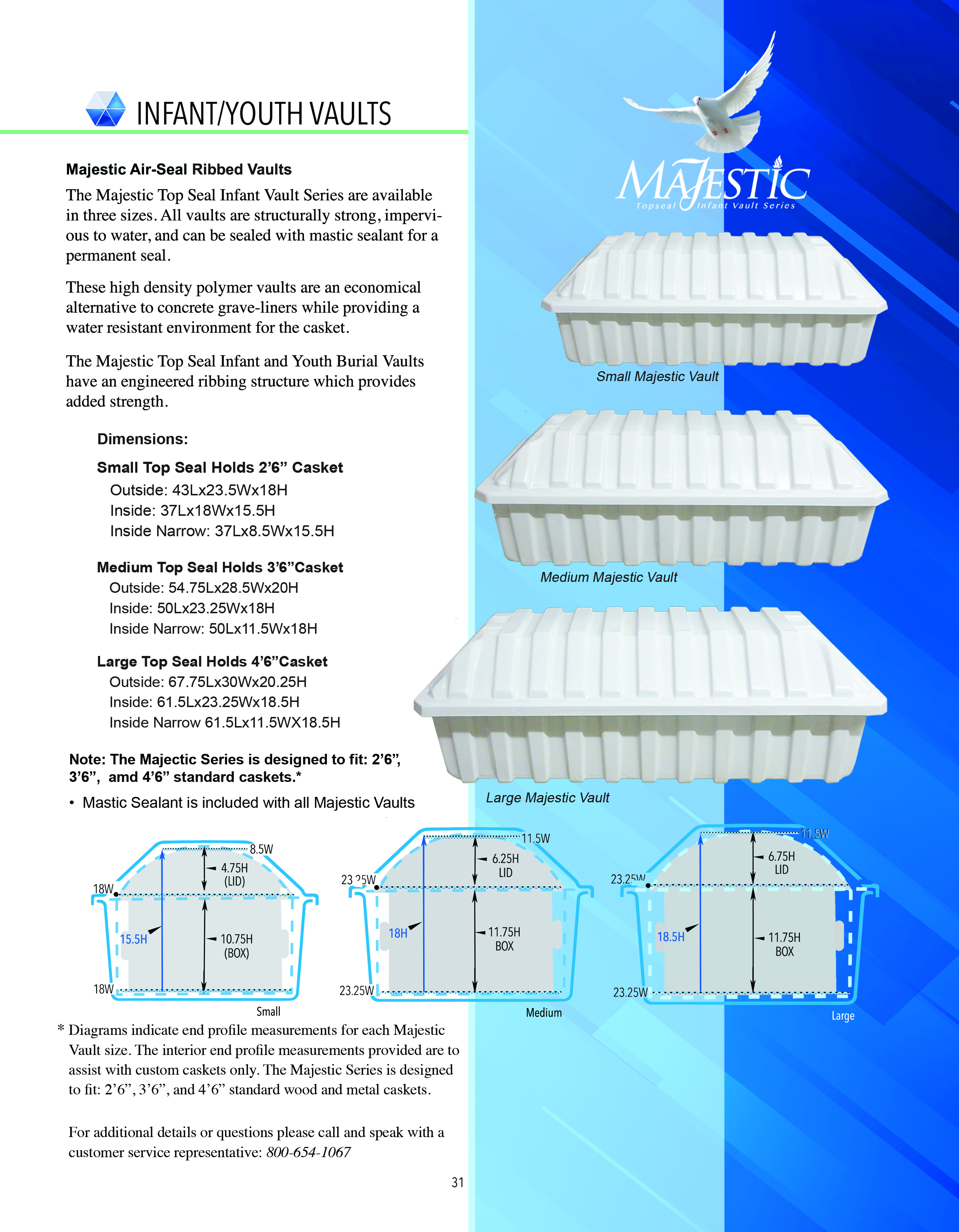 Majestic Topseal Infant Youth Vaults
