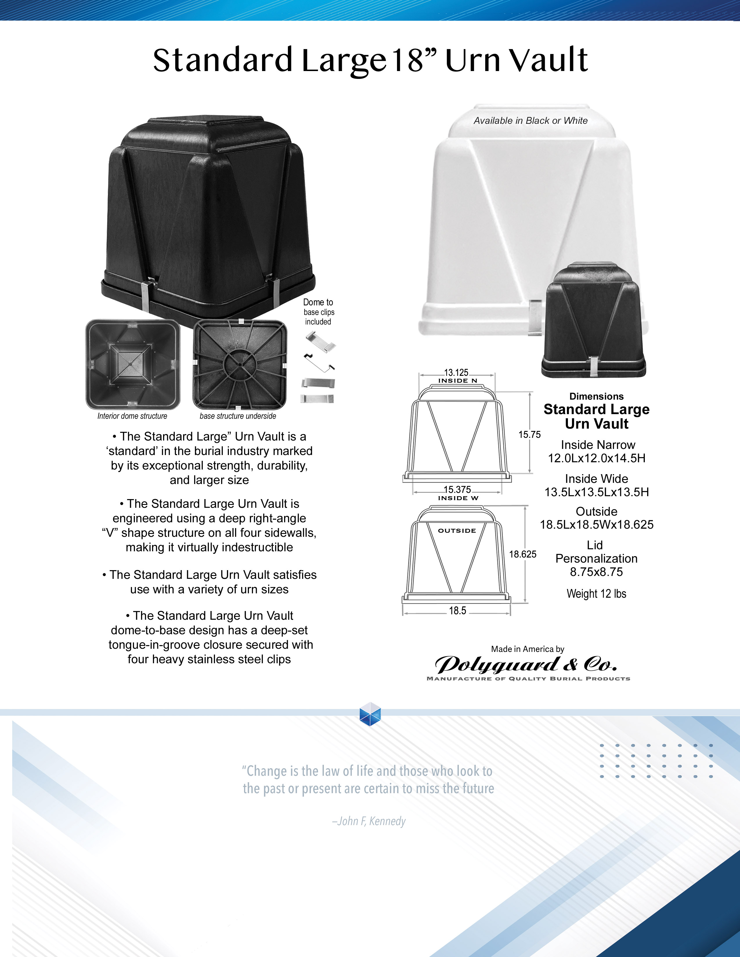 Polyguard/Vantage Standard Urn Vault Large 18
