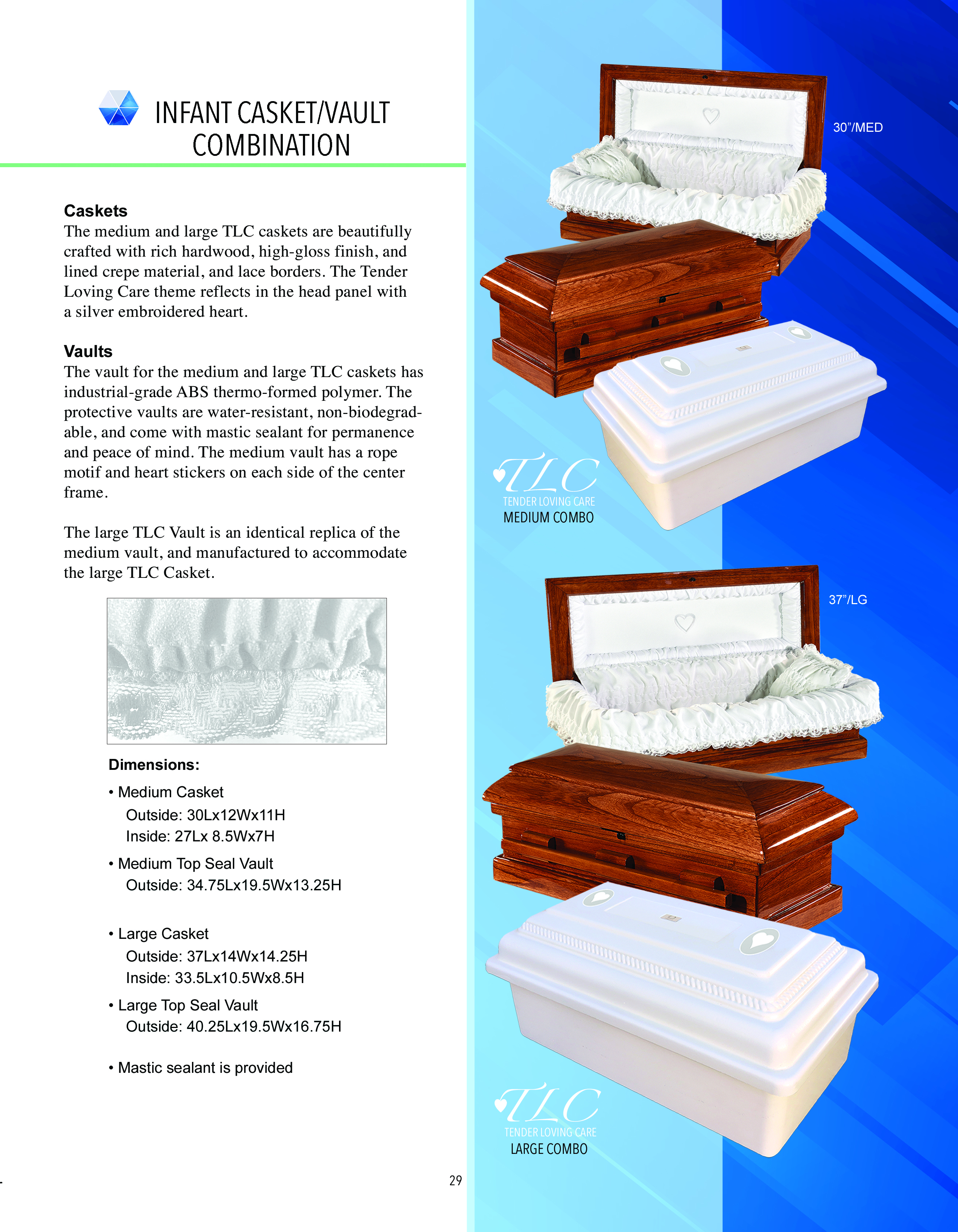 TLC Infant Casket Vault Combo - Medium and Large